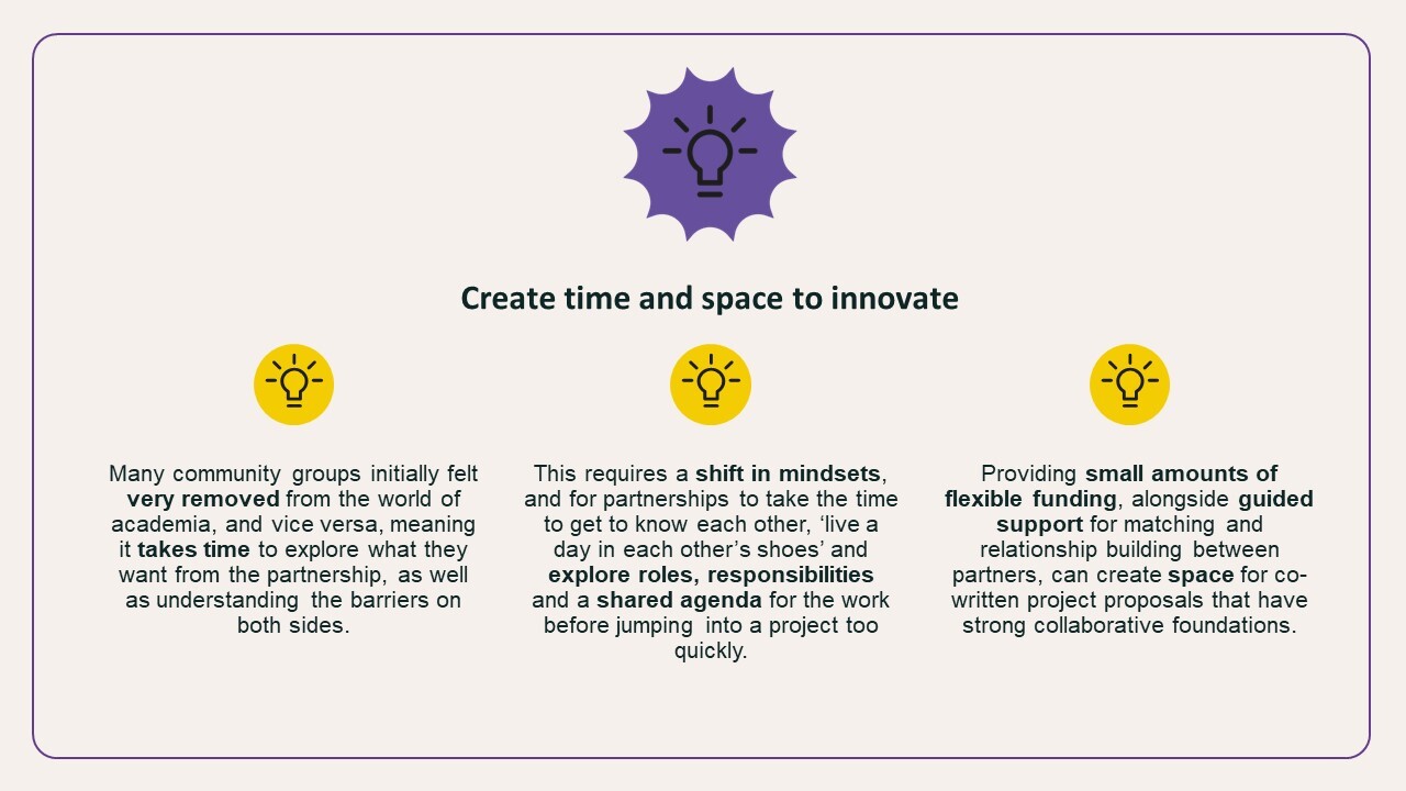 Create time and space to innovate